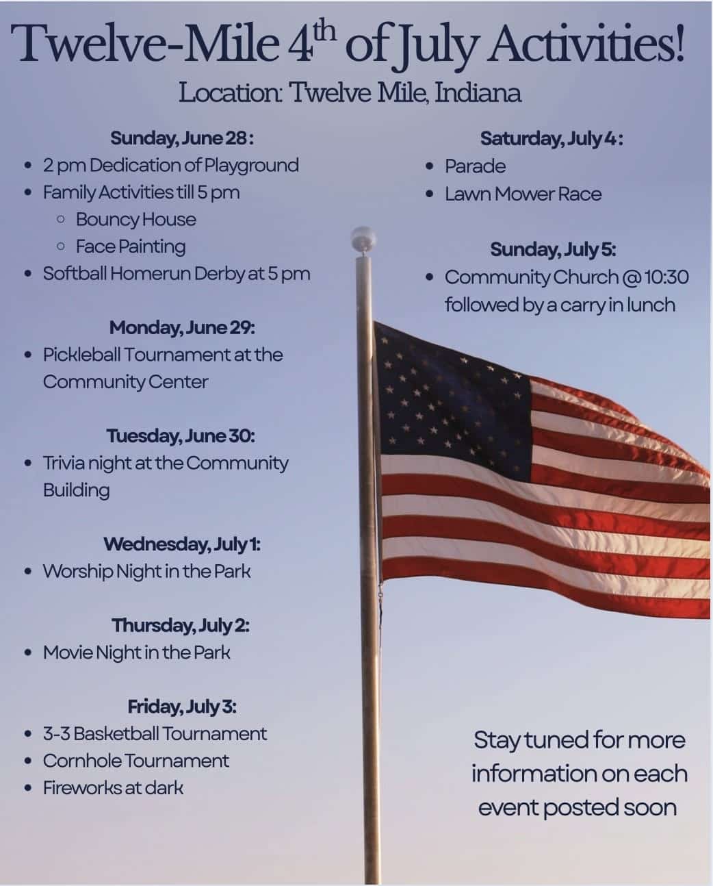 Twelve Mile schedule 2026